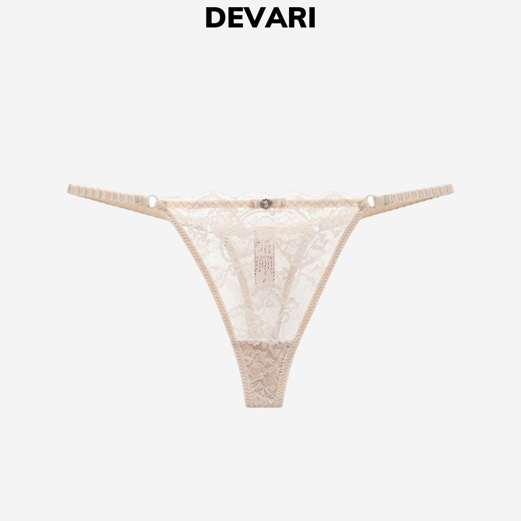 Quần lọt khe nữ ren sexy gợi cảm, quần chíp nữ 2 mảnh đính nơ quyến rũ DEVARI L248