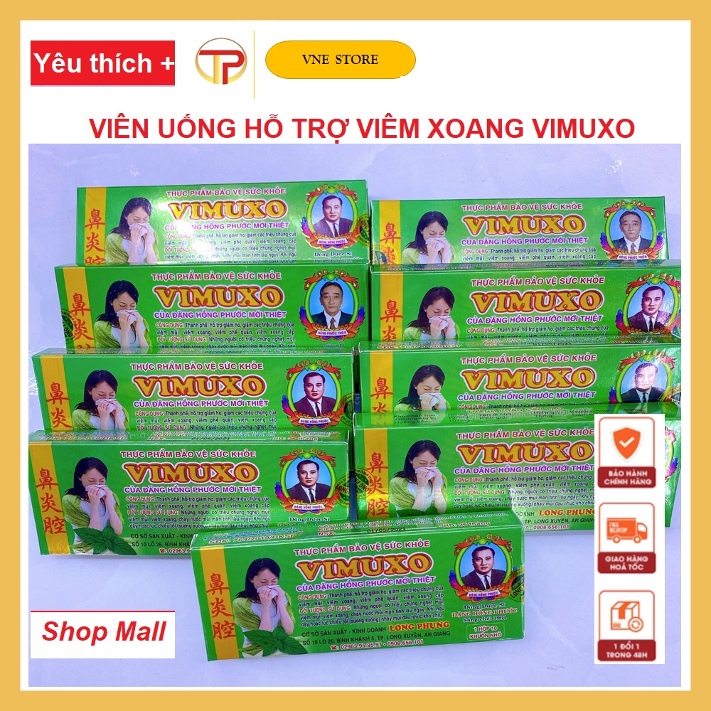 Viên uống hỗ trợ viêm xoang, viêm mũi VIMUXO Đặng Hồng Phước chính hãng, hỗ trợ giảm ho, viêm phế quản