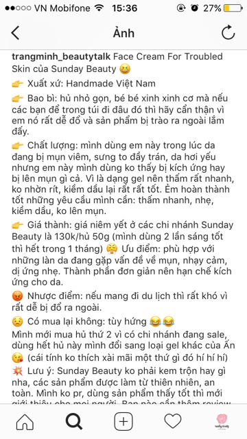 Kem dưỡng da mụn/da nhạy cảm handmade