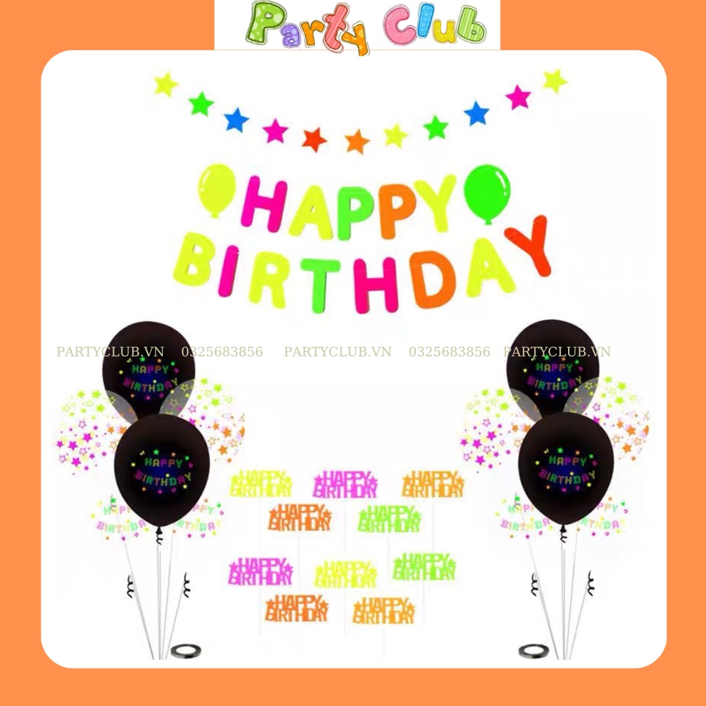 Dây chữ trang trí sinh nhật - dây treo Happy Birth Day màu neon