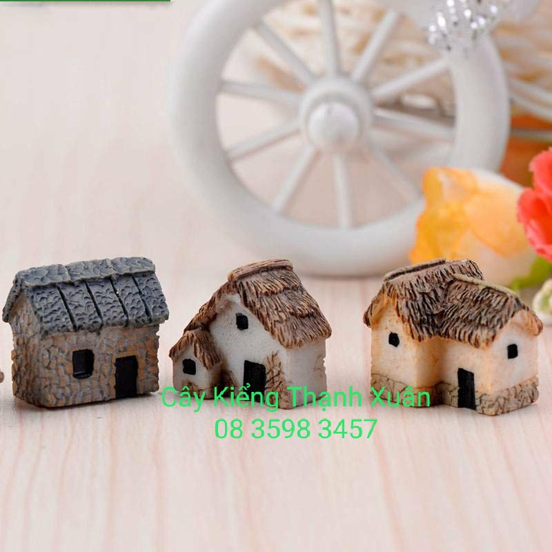 Nhà Tranh Vách Lá Mini - Phụ kiện terrarium trang trí tiểu cảnh sen đá, chậu cây cảnh, sân vườn, bàn làm việc