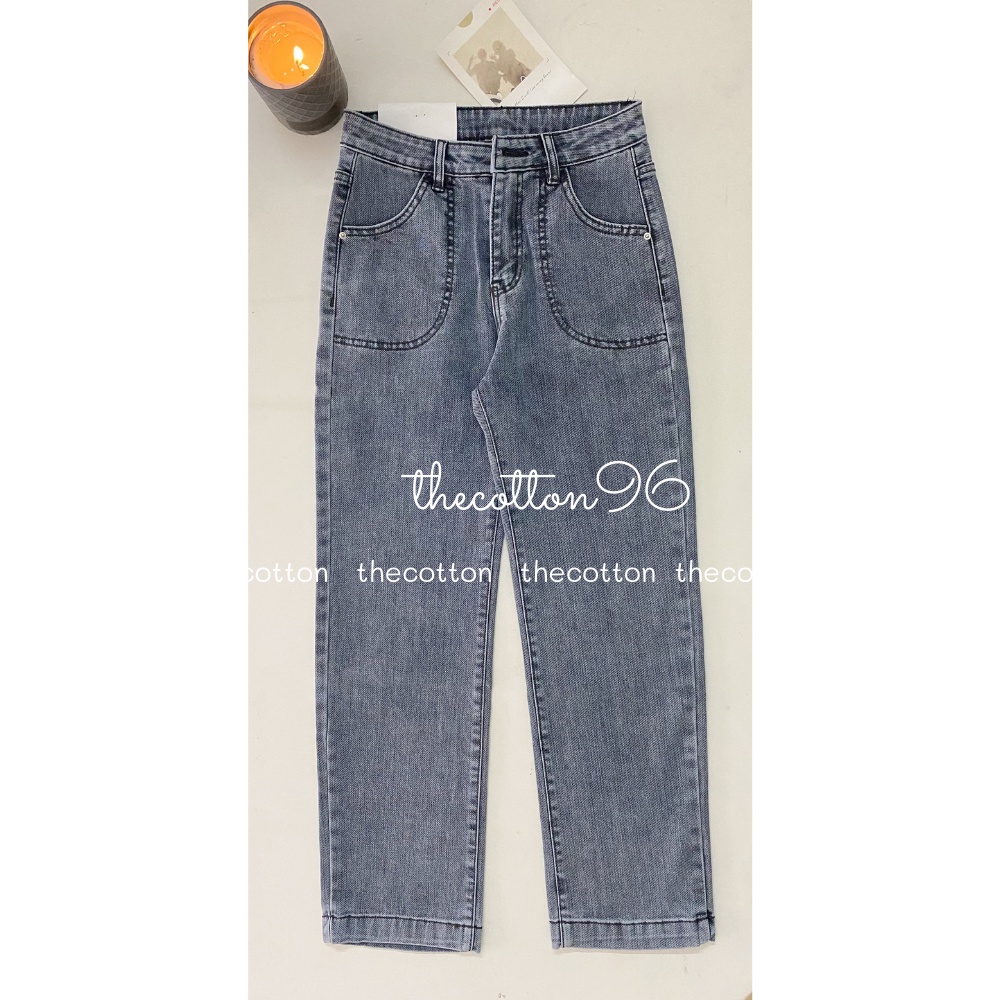 Quần Jeans Ống Đứng Túi Lộ The Cotton Quần Bò Co Giãn Cạp Cao | BigBuy360 - bigbuy360.vn