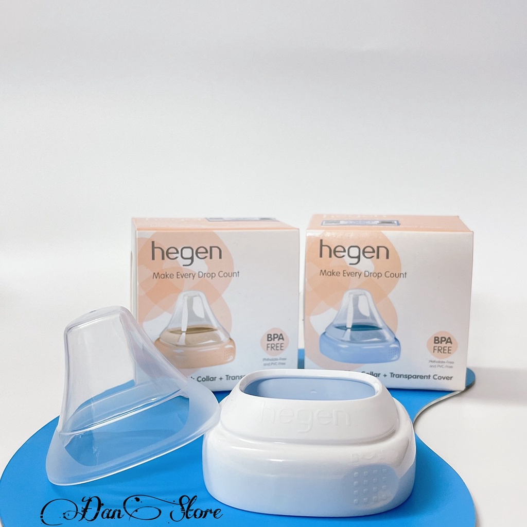 Tách Lẻ- Cổ bình sữa hegen màu hồng, xanh, ghi, trắng và nắp đậy núm ti cho bình sữa hegen chính hãng
