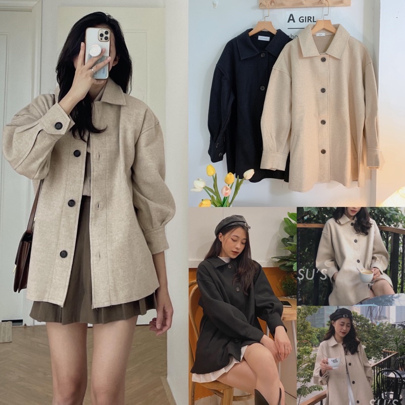 [Ảnh thật/Video]Áo dạ ép Levin kiểu dáng lạ mới form rộng Áo khoác ngoài Hàn Quốc