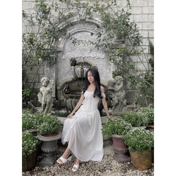 WYNIE - Váy dài trễ vai corset hở lưng