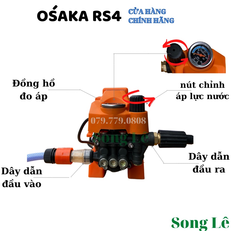 Máy Rửa Xe Chỉnh Áp NHẬT OSAKA  RS4 - 2800W - Model 2022- MÁY XỊT RỬA - DÂY 15M