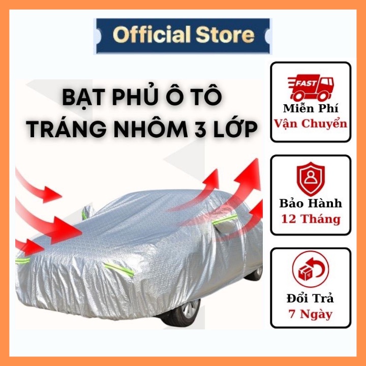 Bạt phủ ô tô ❤️𝐅𝐑𝐄𝐄 𝐒𝐇𝐈𝐏❤️ Bạt phủ xe ô tô toàn xe 3 lớp chống xước, chống nắng, chống cháy - BH 3 tháng