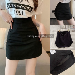 Chân váy chữ A vạt bầu, chân váy ngắn lưng cao ôm bó sát body màu đen V450
