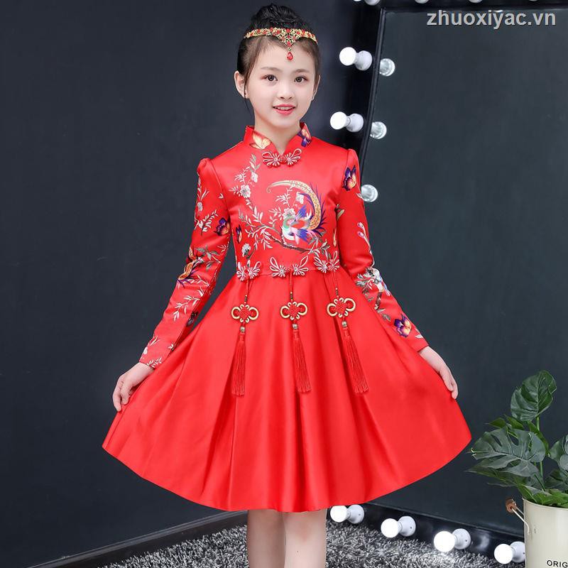 Đầm Bé Gái Phong Cách Trung Hoa Thời Trang Thu Đông 20201