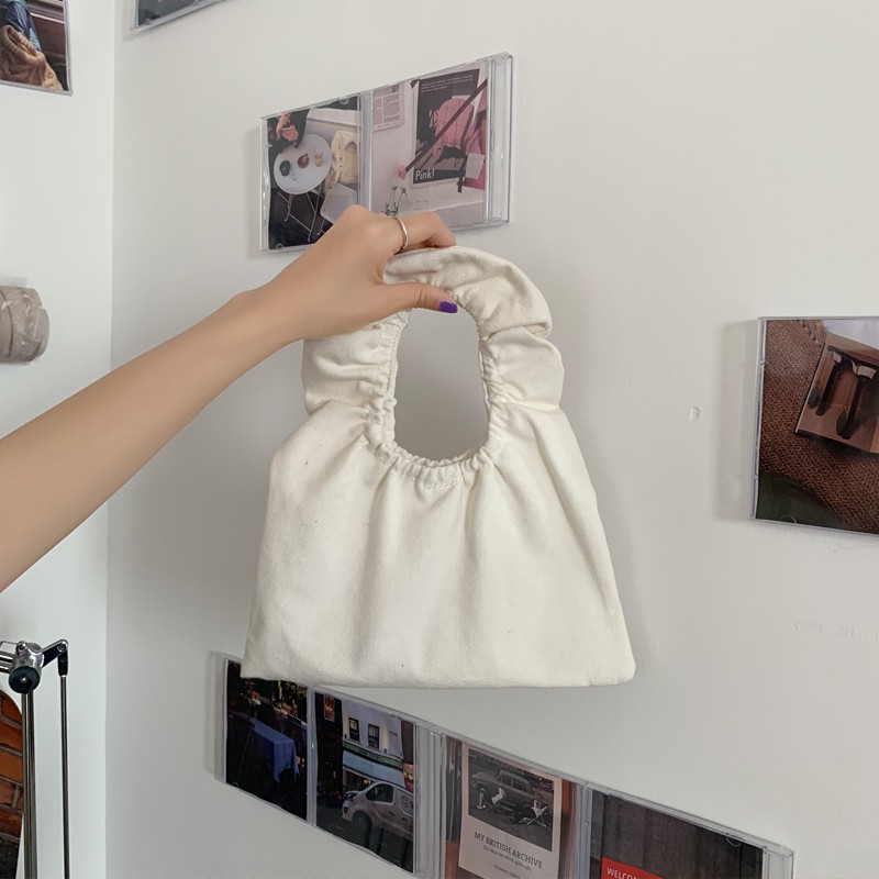 Túi Xiaozhainv Bằng Vải Canvas Đeo Tay Phối Bèo Xinh Xắn Sành Điệu