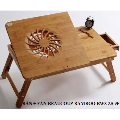 [CAO CẤP] Bàn gỗ laptop kèm 01 quạt tản nhiệt Bamboo, xếp, gấp gọn tiện lợi