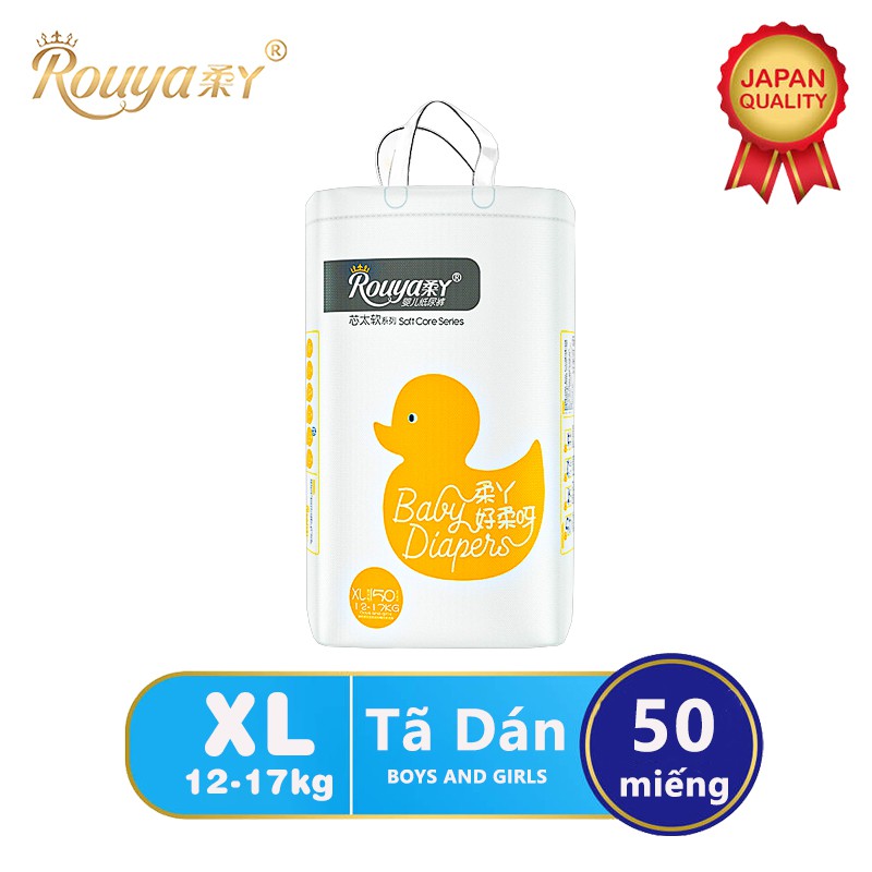 Tã/bỉm dán Rouya XL (Cho bé 12kg - 17kg) - Gói 50 miếng