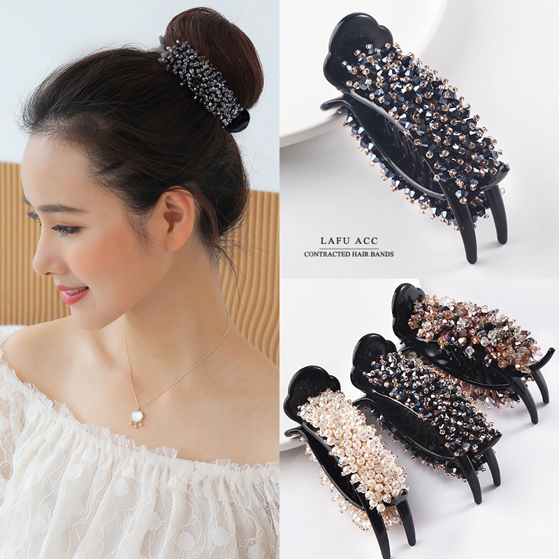 Kẹp Tóc Đính Hạt Pha Lê Đơn Giản Thời Trang Phong Cách Hàn Quốc Dành Cho Nữ