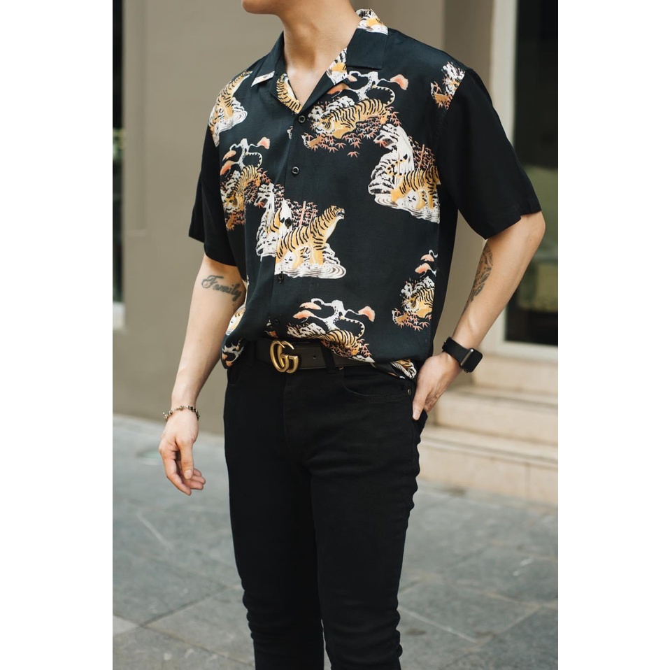Áo sơ mi Amand Ink Wash Tiger Cuban Shirt