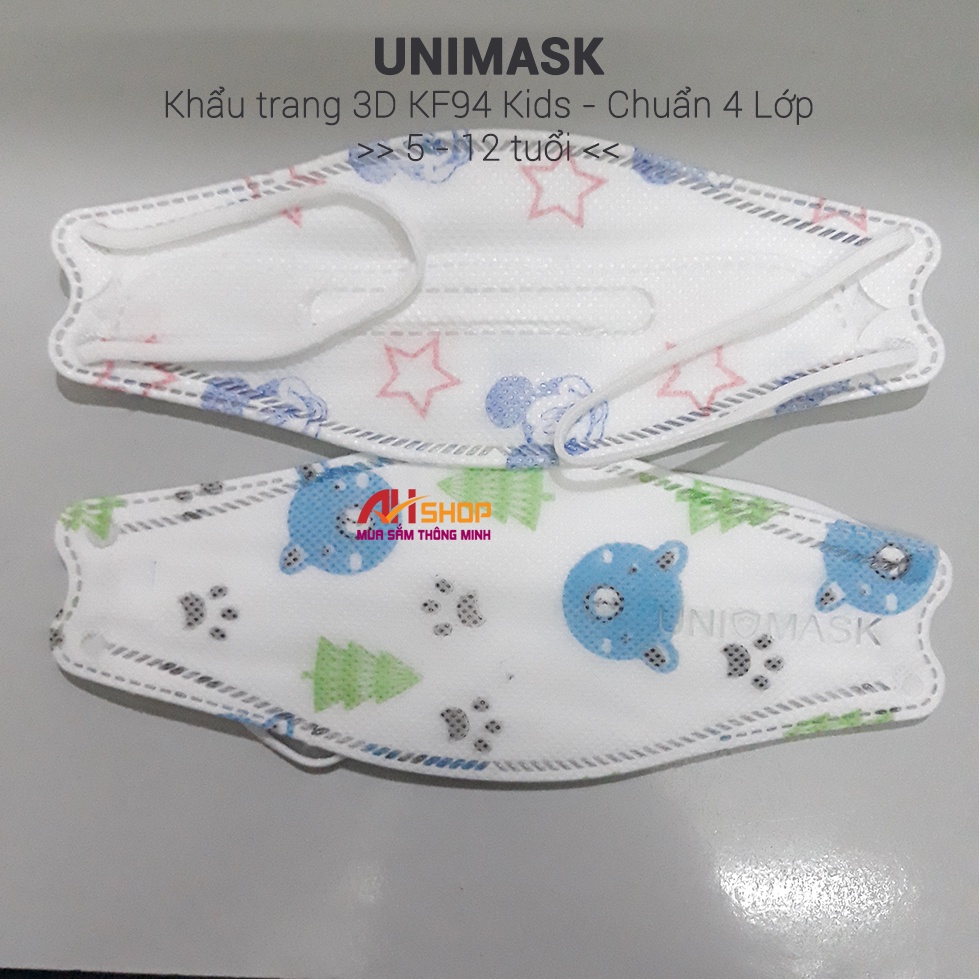 Set 100 chiếc khẩu trang trẻ em kf94 unimask 4 lớp chính hãng, kháng khuẩn - ảnh sản phẩm 5