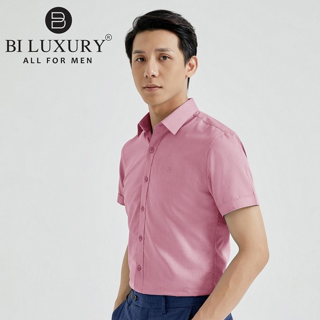 [Mã FAMALLT5 giảm 15% đơn 150K] Áo sơ mi cộc tay nam BILUXURY màu hồng - SMCB021HOG | BigBuy360 - bigbuy360.vn