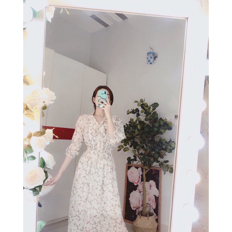 Đầm hoa viền bèo cột nơ siêu xinh - hình thật | BigBuy360 - bigbuy360.vn