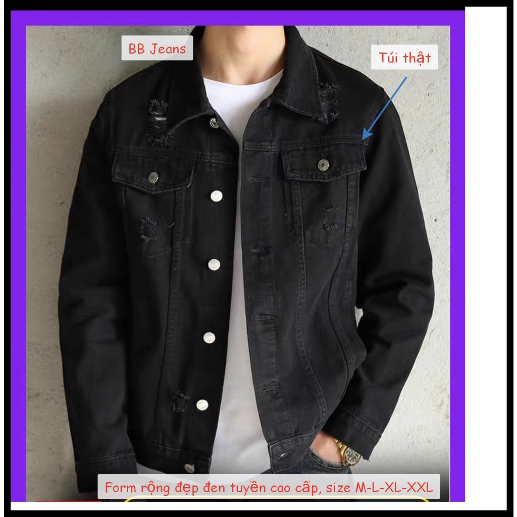 Áo khoác jean đen loang màu BB Jeans chuyên áo khoác bò nam cao cấp giá rẻ