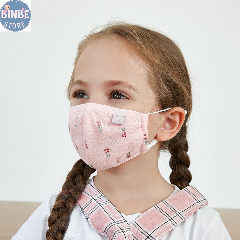 Khẩu trang cho bé, khẩu trang vải 5 lớp dày dặn có dây điều chỉnh cho bé Binbestore