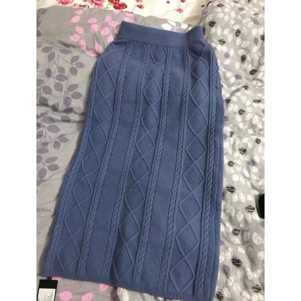 Set Áo Khoác Len + Chân Váy Dệt Kim Phong Cách Hong Kong Cho Nữ