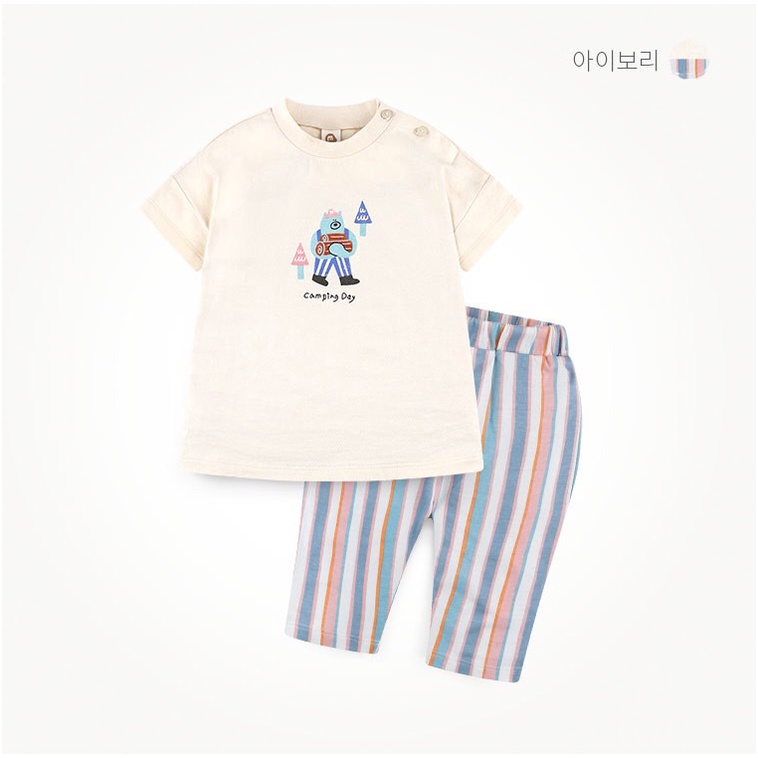 Bộ bé trai bé gái in hình gấu camping day MM. HA1107