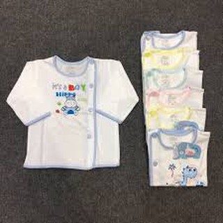 Áo sơ sinh dài tay cúc lệch trắng, áo cotton khuy lệch, hàng đẹp