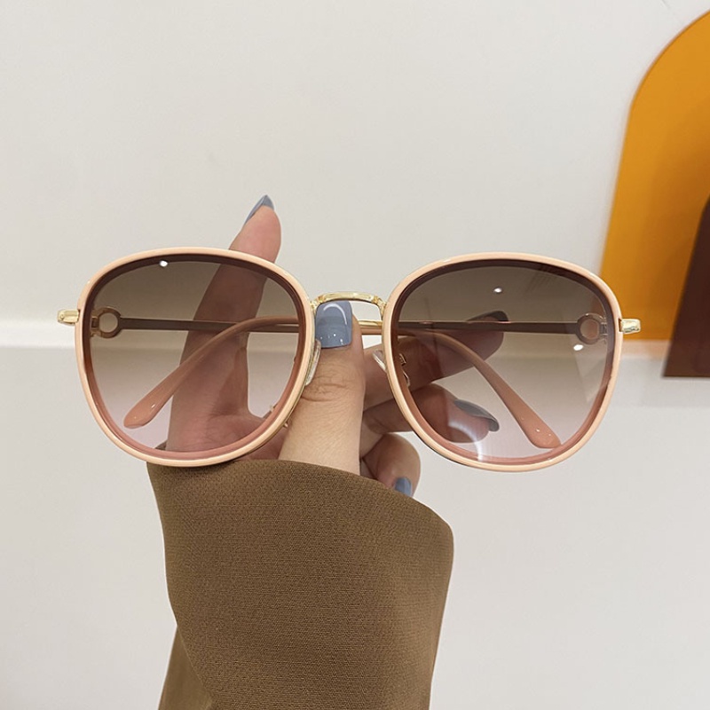(YUZHU) Kính Mát Gọng Tròn Oversized Màu Gradient Phong Cách INS Retro Thời Trang Cho Nữ