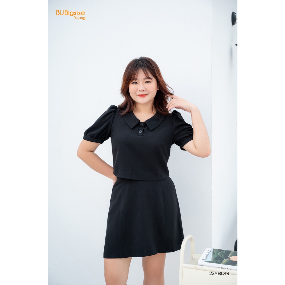 Set áo thiết kế cổ bẻ có cúc + Chân váy chữ A BIGSIZE (55kg đến 95kg) - 22YBD19 - [BU Bigsize Young]