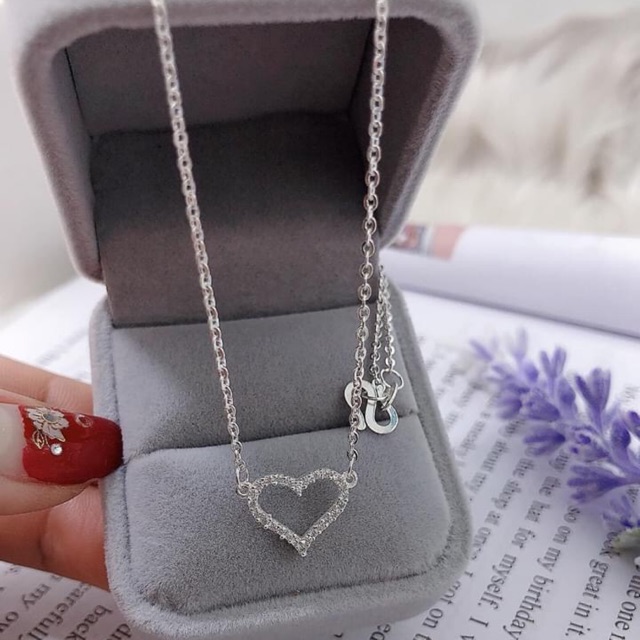 DÂY CHUYỀN MẶT TIM ĐÍNH ĐÁ SANG CHẢNH CHO NỮ - TRANG SỨC BẠC S925