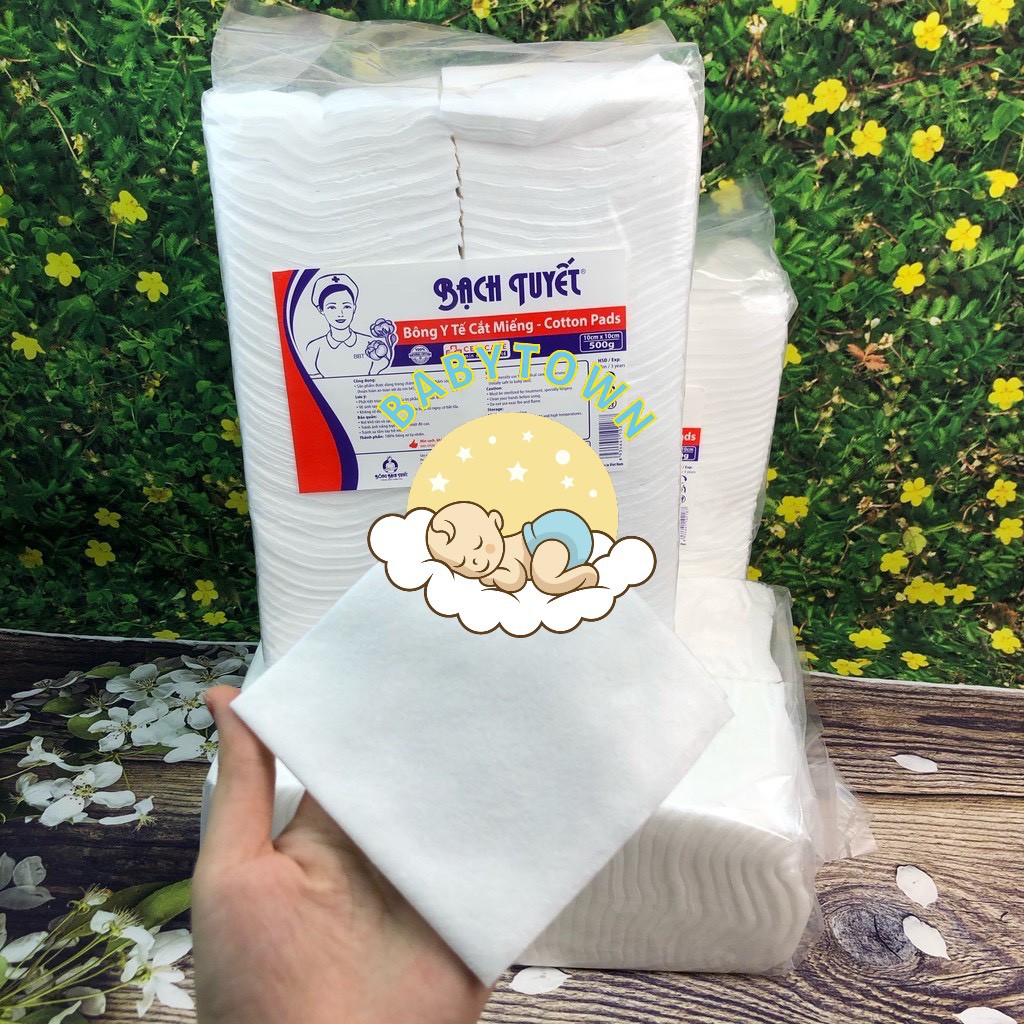 Bông Bạch Tuyết Cắt Miếng Sẵn Size 10x10 loại 500gr, 1kg