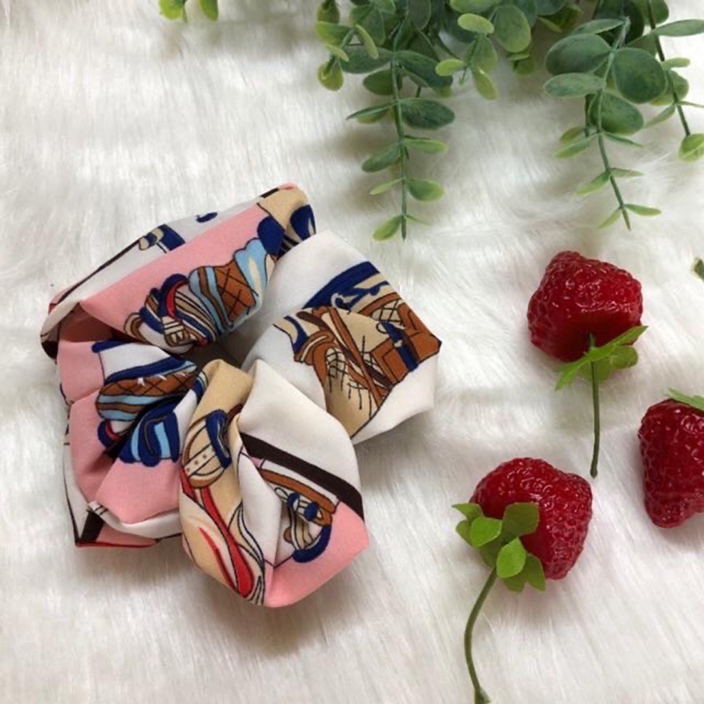 [SK] Chun buộc tóc vải scrunchies hoạ tiết vintage mẫu giao ngẫu nhiên