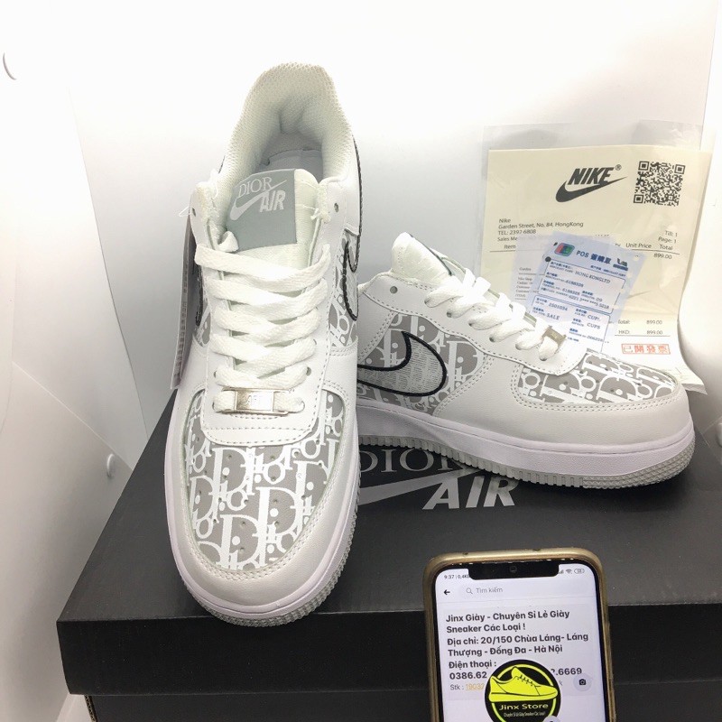Giày thể thao sneaker AF1 trắng kết hop dior đế xám hàng 1:1 full size | BigBuy360 - bigbuy360.vn