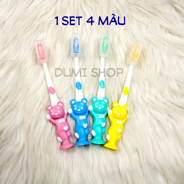 Set 4 Bàn Chải Hình Gấu Dễ Thương Cho Bé