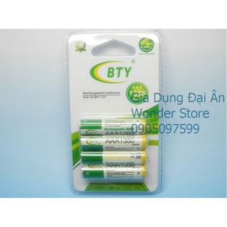 Pin sạc AAA 1.2V Ni-MH hiệu BTY dung lượng 1350 mAh vỉ 4 viên