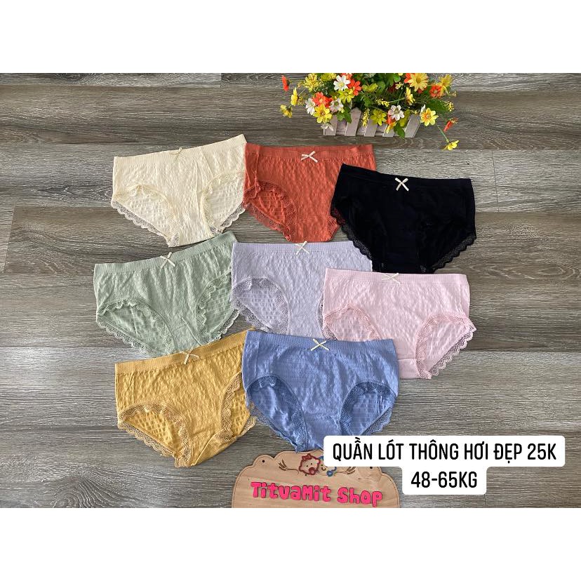 Quần lót thông hơi cạp vừa viền ren loại đẹp QL25TH