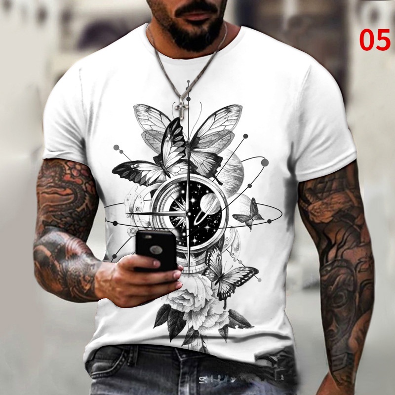 Áo thun nam cổ tròn in hình la bàn 3d size S-6XL