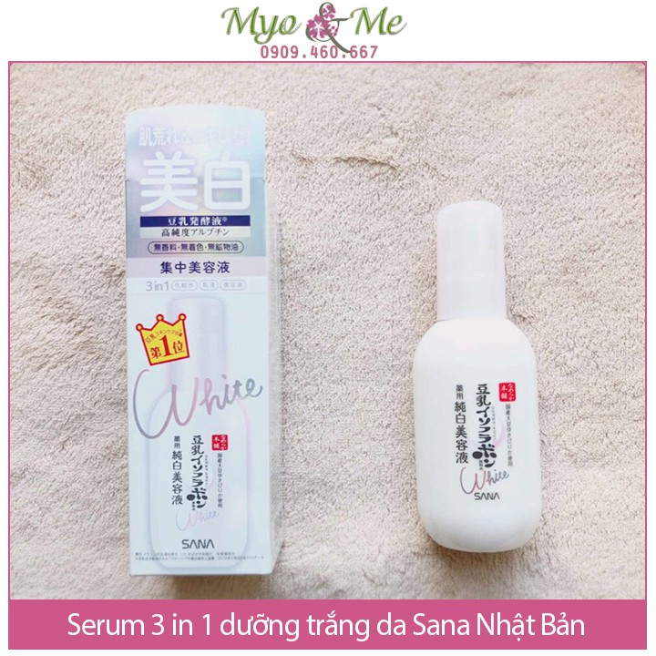 (SP mới) Serum WHITE dưỡng trắng da ngừa mụn 3 trong 1 Sana Nameraka chiết xuất đậu nành - Whitening Serum 3 in 1 - 100m