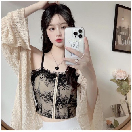 Áo lót bầu - áo Bra  bầu 2 dây corset ren thêu hoa khóa kéo sang chảnh