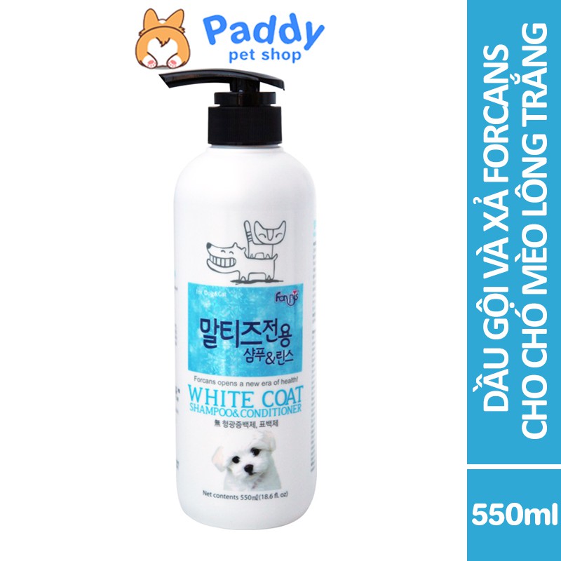 Dầu Gội Và Xả Cho Chó Lông Trắng Forcans White Coat 550ml