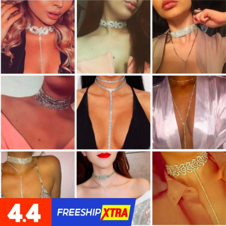 Vòng cổ choker nhiều lớp đính đá đi tiệc sang chảnh (link tổng )