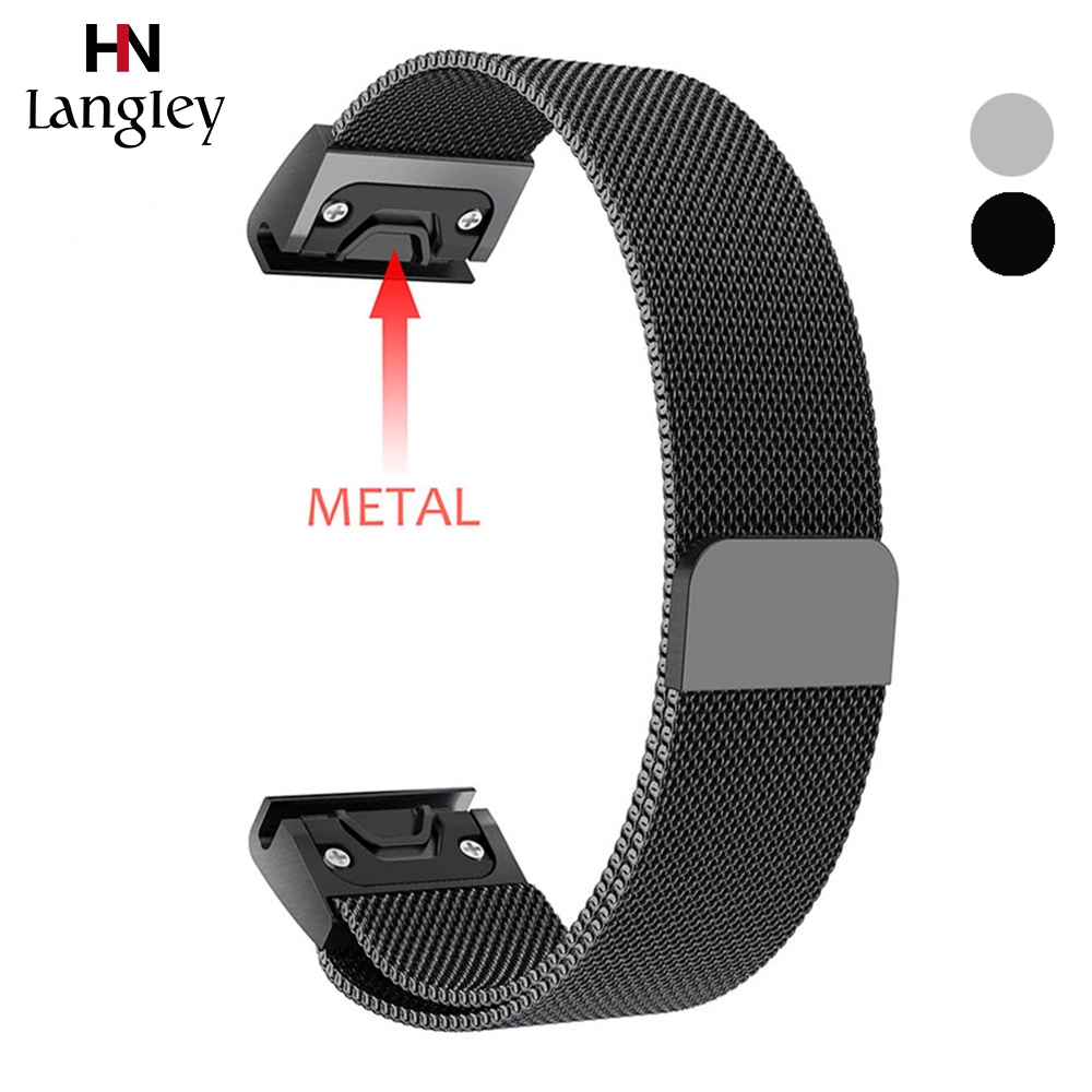 Milanese Watchband for Garmin Fenix 3/HR/5X/5S Plus fenix6 20 22 26mm Quick fit Straps Quick Release Band Magnet Strap