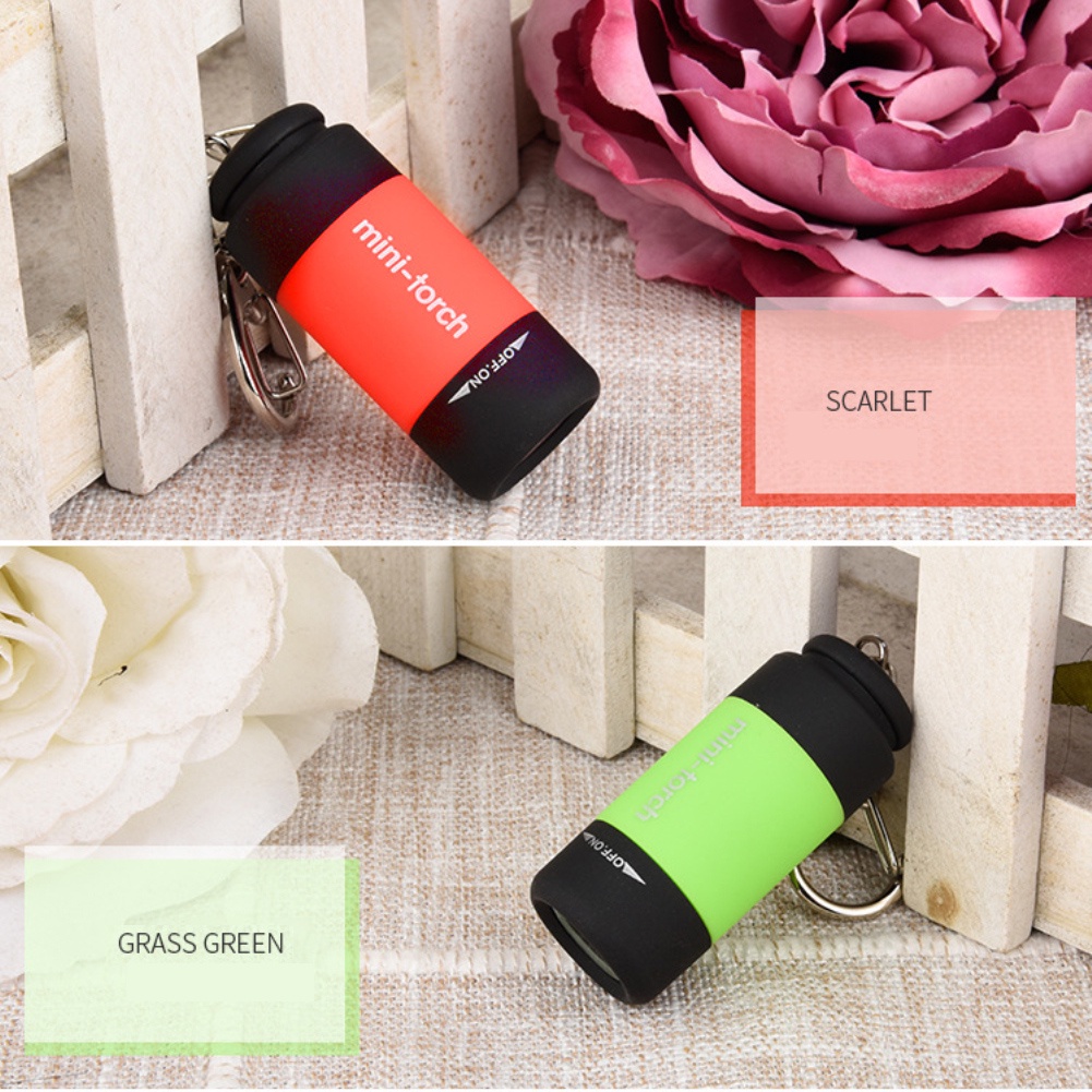 Móc Khóa Đèn Pin LED Mini Siêu Sáng Sạc USB Tiện Dụng Mang Theo Du Lịch Cắm Trại