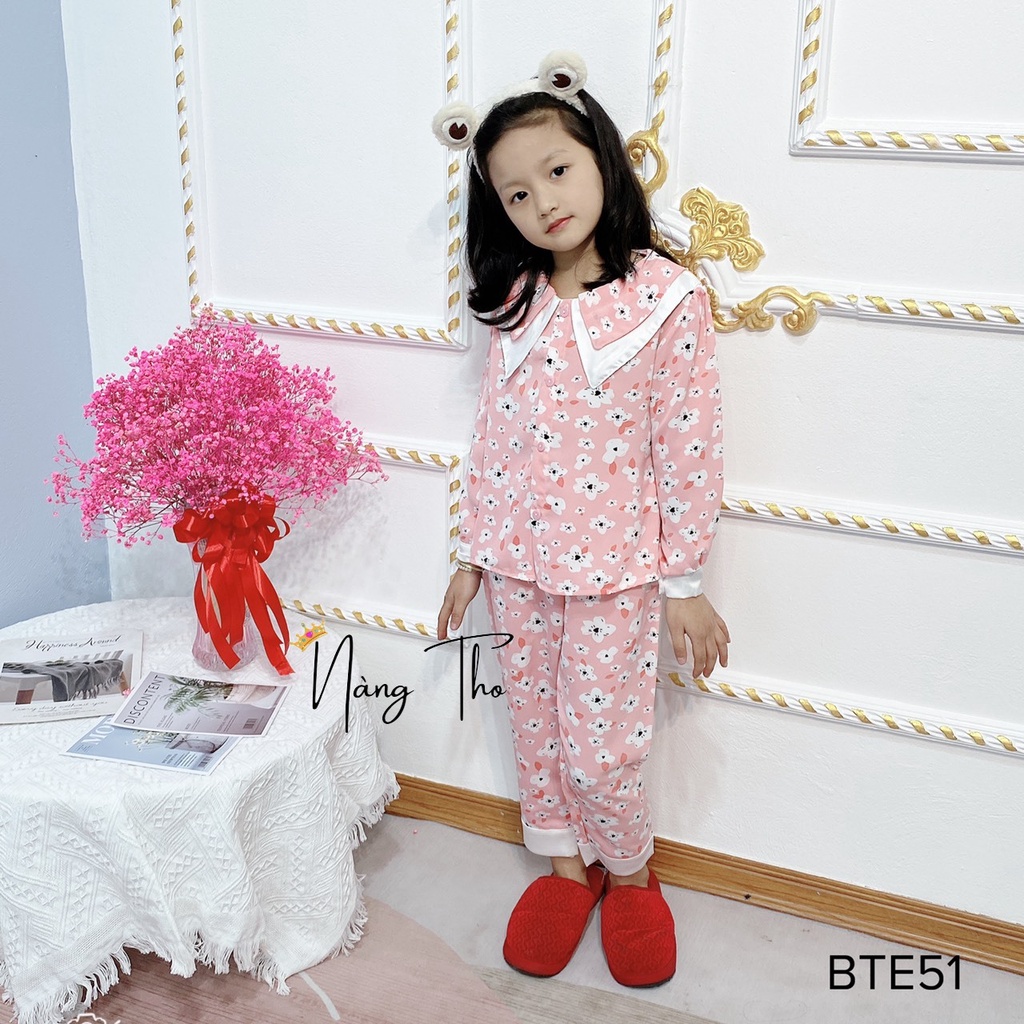 Bộ đồ pijama dài tay cho bé gái từ 1 tuổi đến 14 tuổi dễ thương, bộ pizama lụa mango mềm