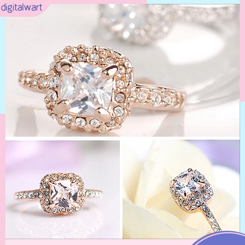 Nhẫn mặt vuông đính đá sang trọng cho nữ