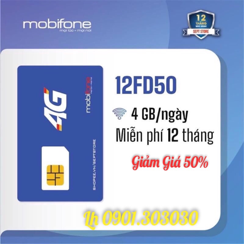 SIM 4G MOBIFONE [FD50& 12FD50]  DATA KHỦNG- GIÁ SIÊU RẺ