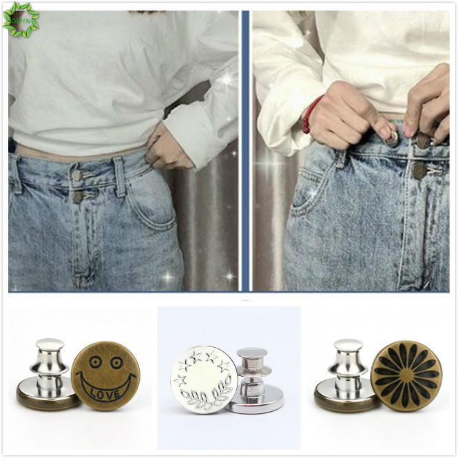 Nút cài thắt lưng mini bằng kim loại điều chỉnh quần jeans có thể tháo gỡ 2pcs