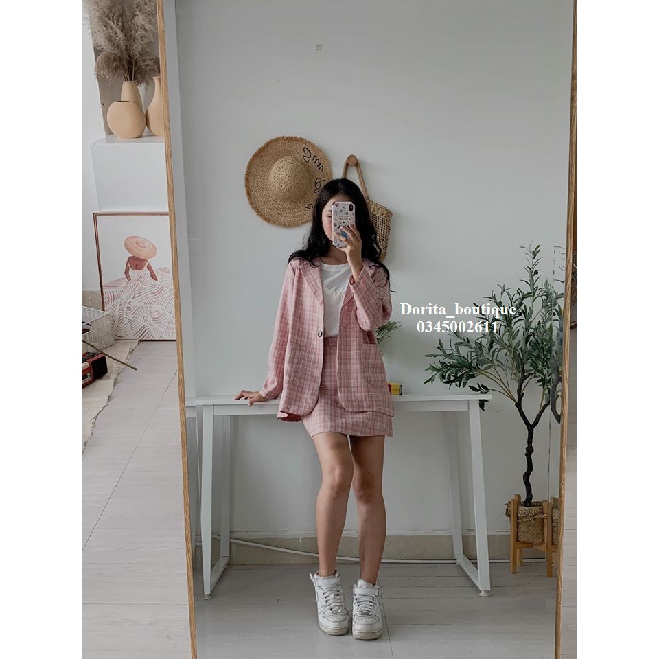 [Ảnh thật/Video] Set vest/ áo Blazer kèm chân váy kẻ - Set blazer nữ, Giá Sỉ | BigBuy360 - bigbuy360.vn