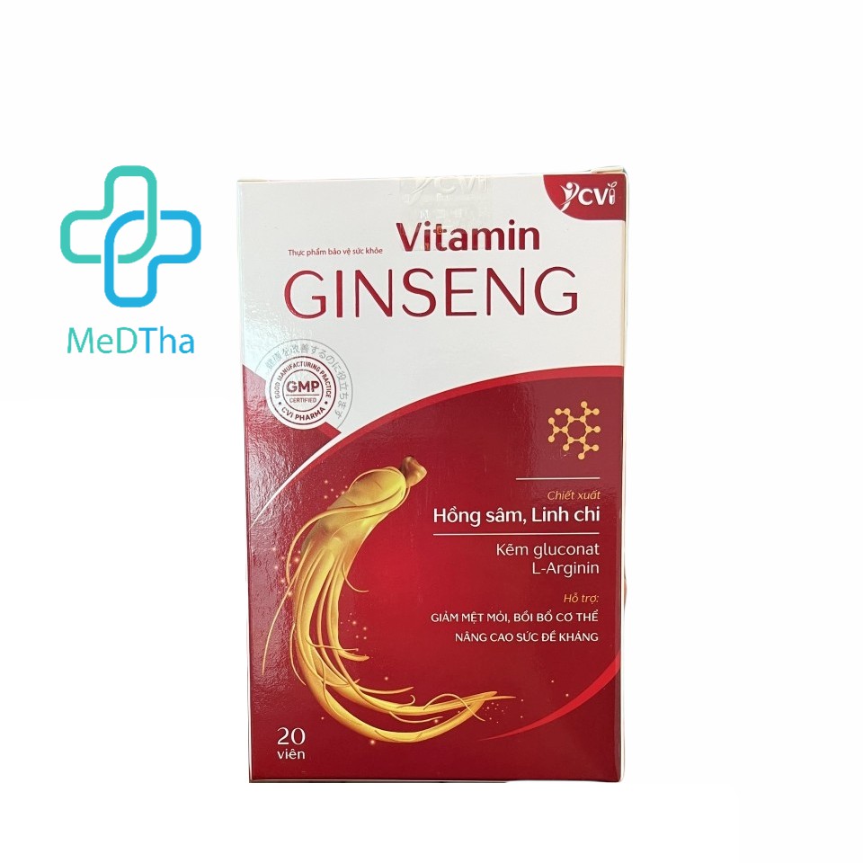 Vitamin GINGSENG - Viên uống bổ sung vitamin, bồi bổ cơ thể, giảm mệt mỏi, tăng sức đề kháng (Hộp 20 viên) [Chính hãng]