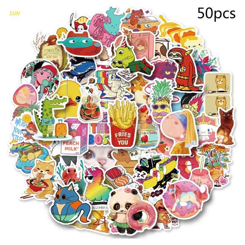 Set 50 Miếng Dán Trang Trí Dễ Thương Chống Thấm Nước
