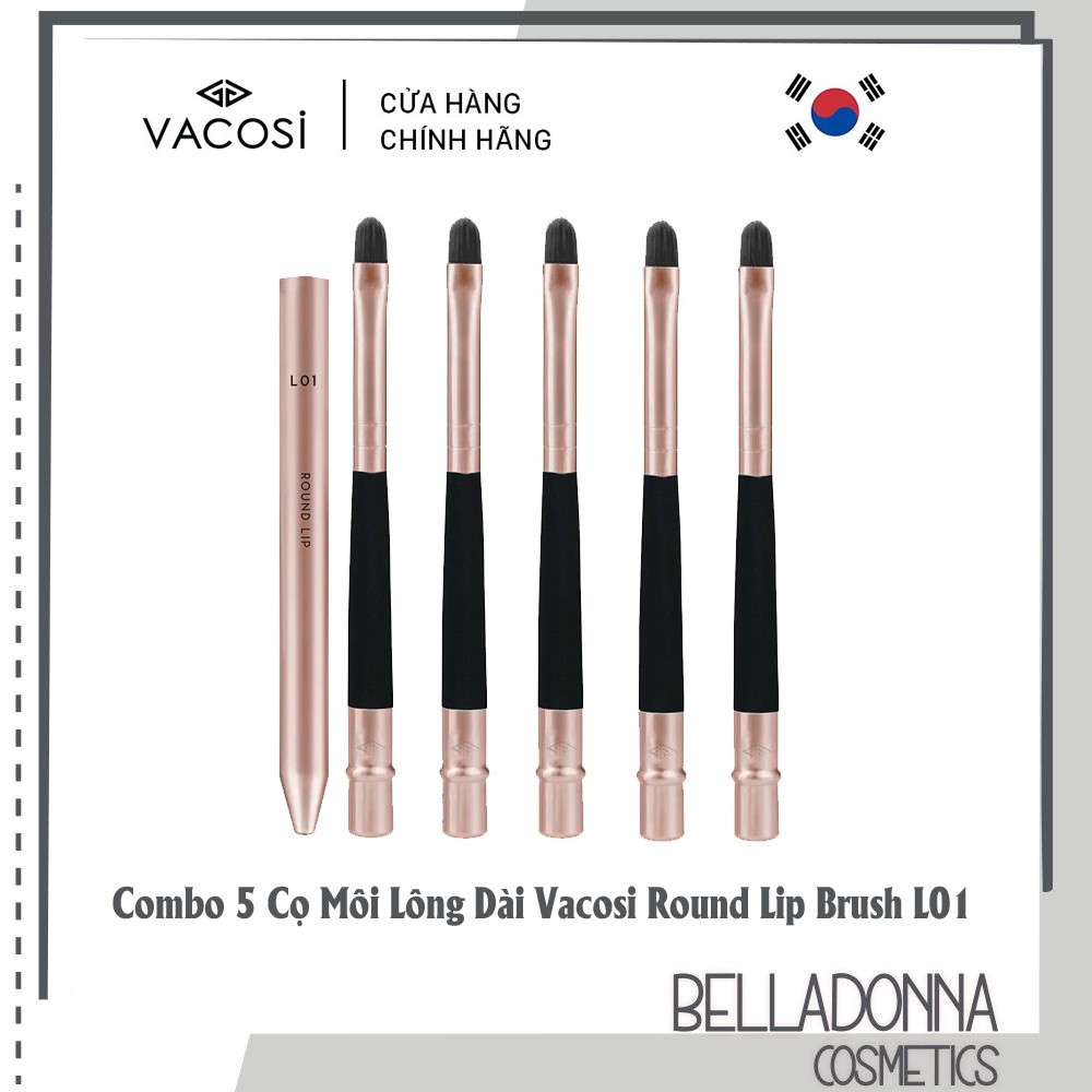 Combo 05 Cọ Môi Lông Dài Vacosi Round Lip Brush L01